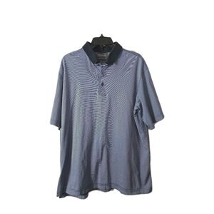 Daniel Cremieur Polo Mens Blue and Grey‎ Stripped S/S Shirt Size Large